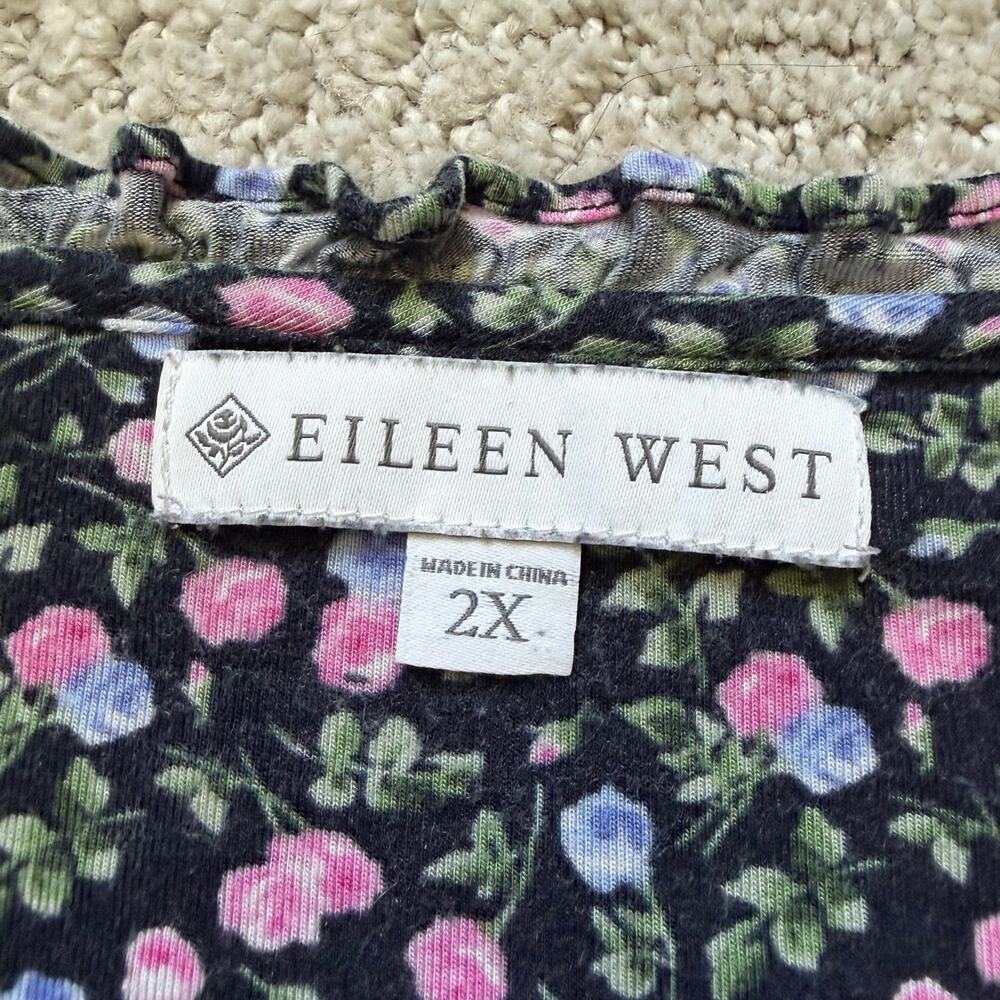 Eileen West Midnight Blossoms Modal Nightgown Size 2X Black Plus Size Pajama - Picture 5 of 9